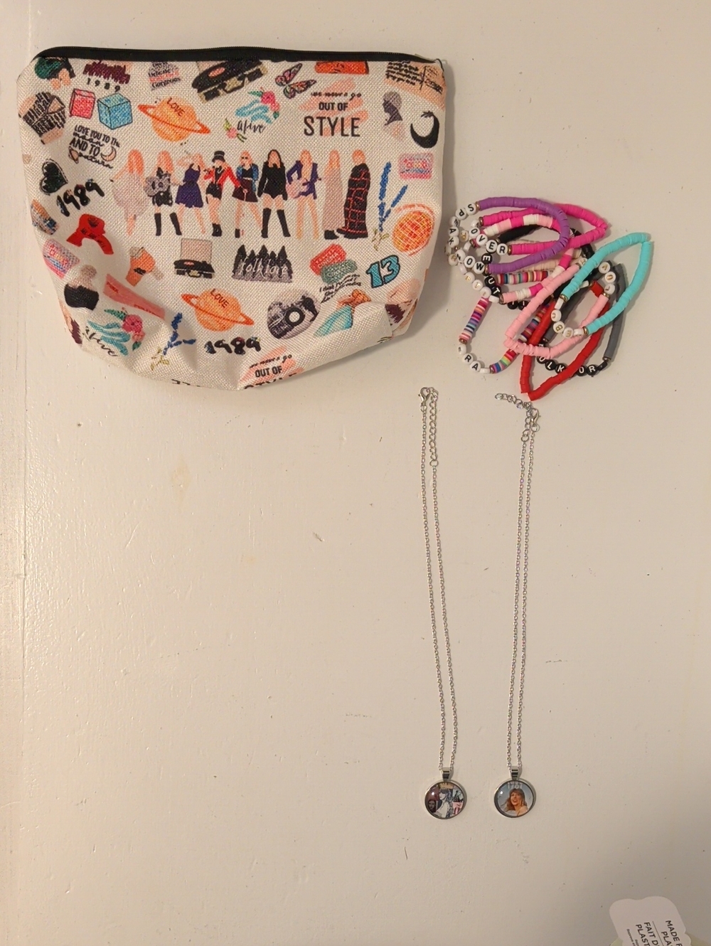 Taylor Swift Eras Bracelets, Taylor Swift Makeup Bag, and Taylor Swift Necklaces
